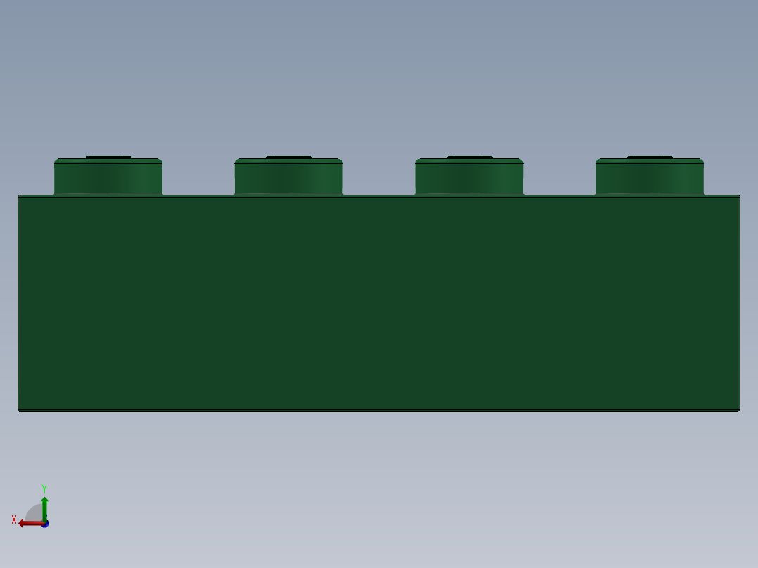 乐高套装 4421基本积木-4112838 - 3010 Dark Green Brick 1 x 4.SLDPRT后视图