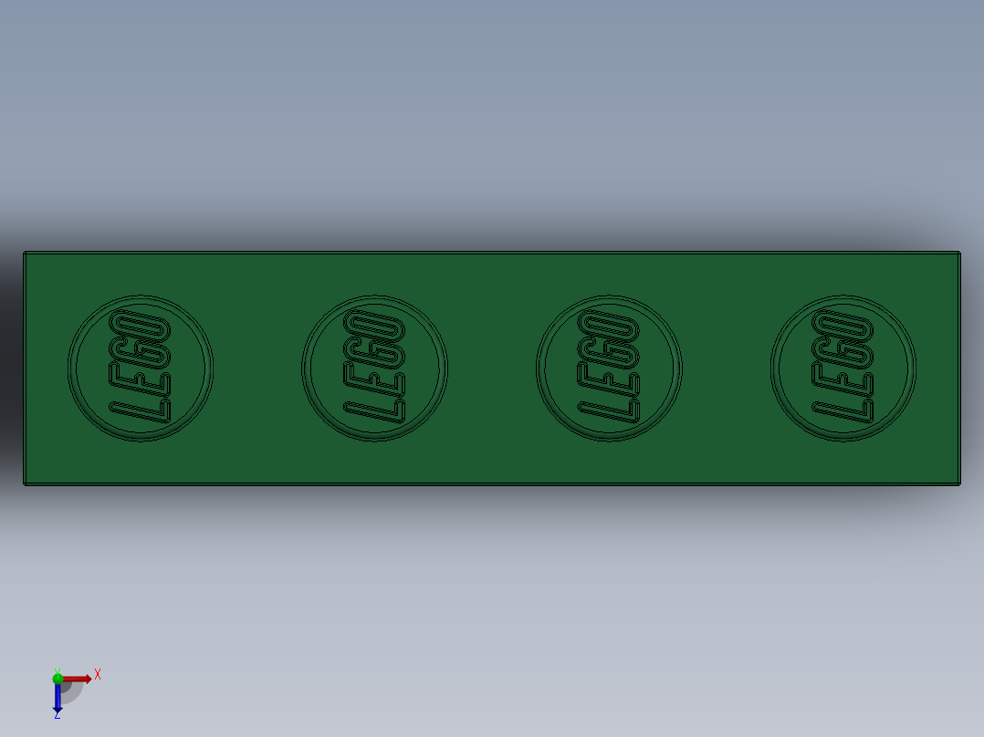 乐高套装 4421基本积木-4112838 - 3010 Dark Green Brick 1 x 4.SLDPRT俯视图