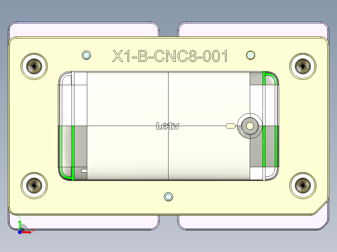 X1-笔记本CNC工装夹具三维模型CNC8-0314前视图