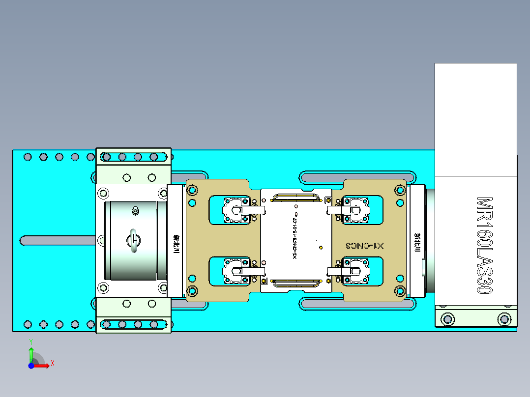 笔记本CNC工装夹具三维模型 (3)前视图