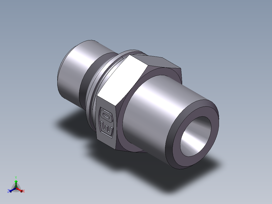 公制螺纹O圈密封、1DH-14-12正等轴测图