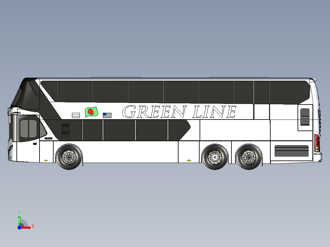 客车、公交车、层绿色专线前视图