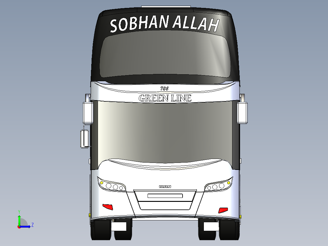 客车、公交车、层绿色专线左视图