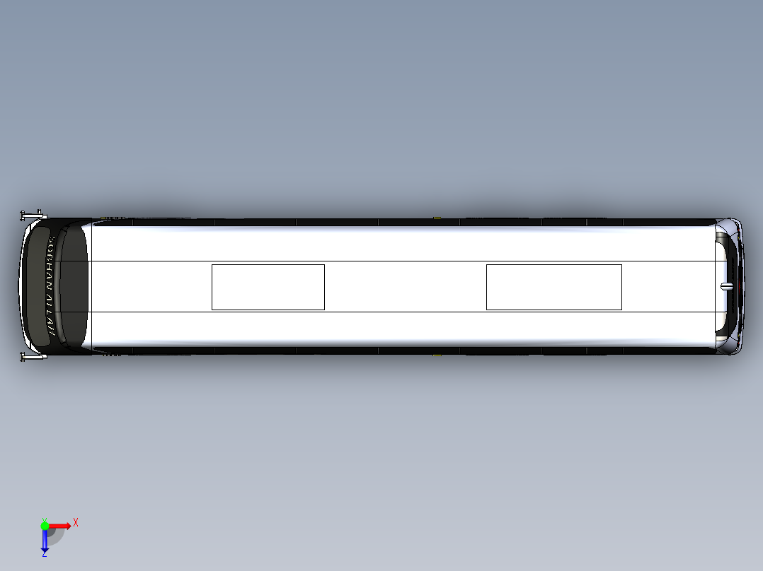 客车、公交车、层绿色专线俯视图