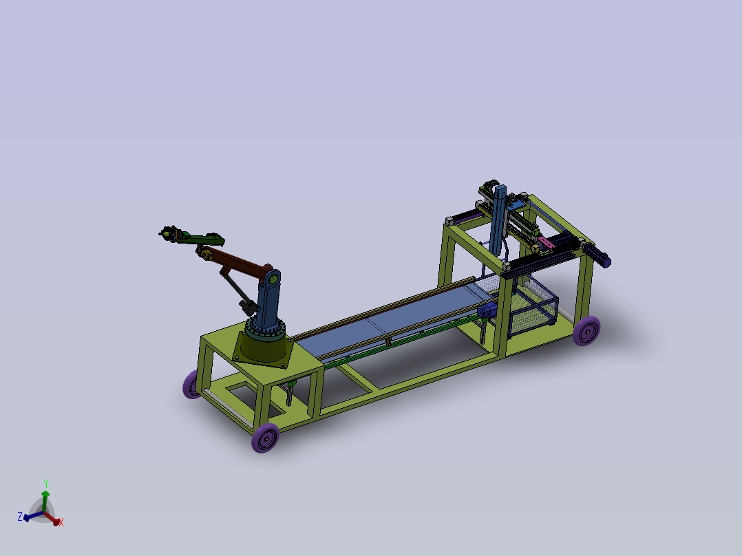 苹果采摘传送装箱一体化机械手设计CAD图纸+SolidWorks三维模型+说明书主视图