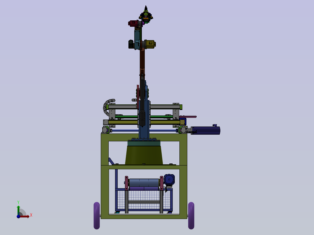苹果采摘传送装箱一体化机械手设计CAD图纸+SolidWorks三维模型+说明书前视图