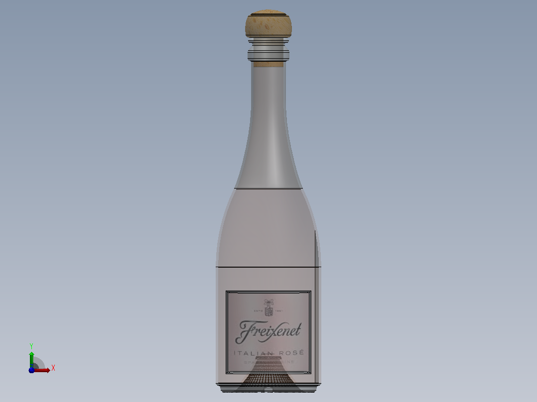 玫瑰葡萄酒瓶前视图