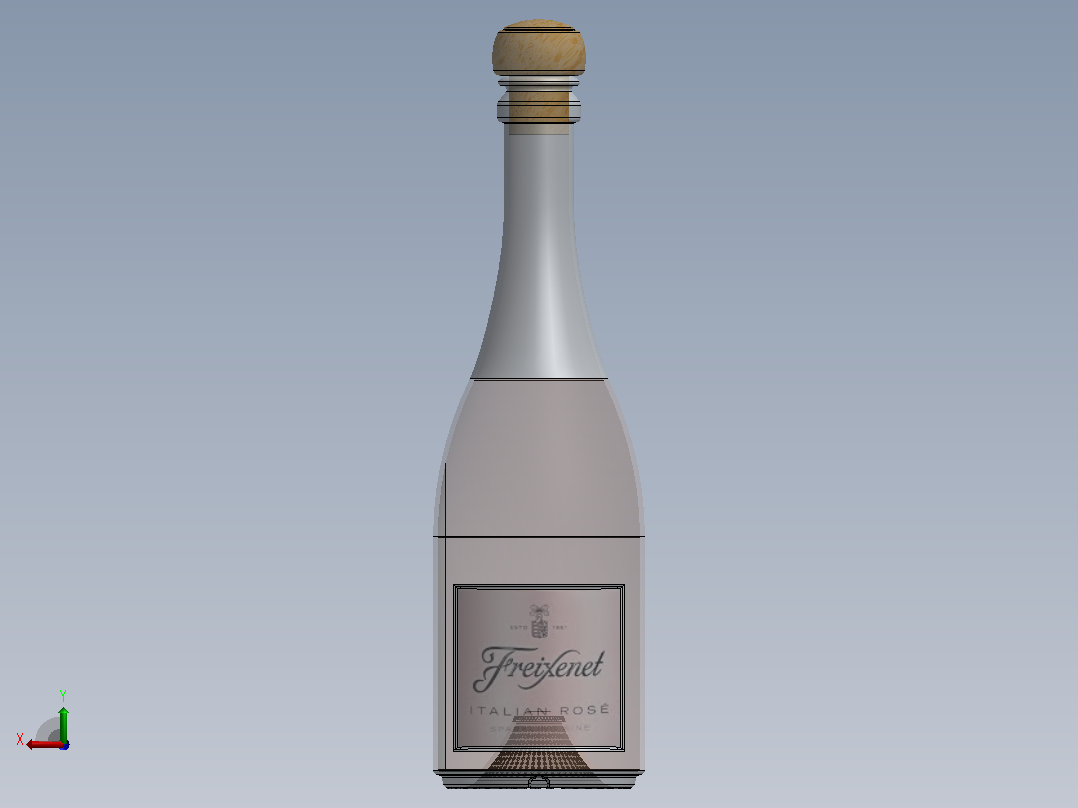 玫瑰葡萄酒瓶后视图