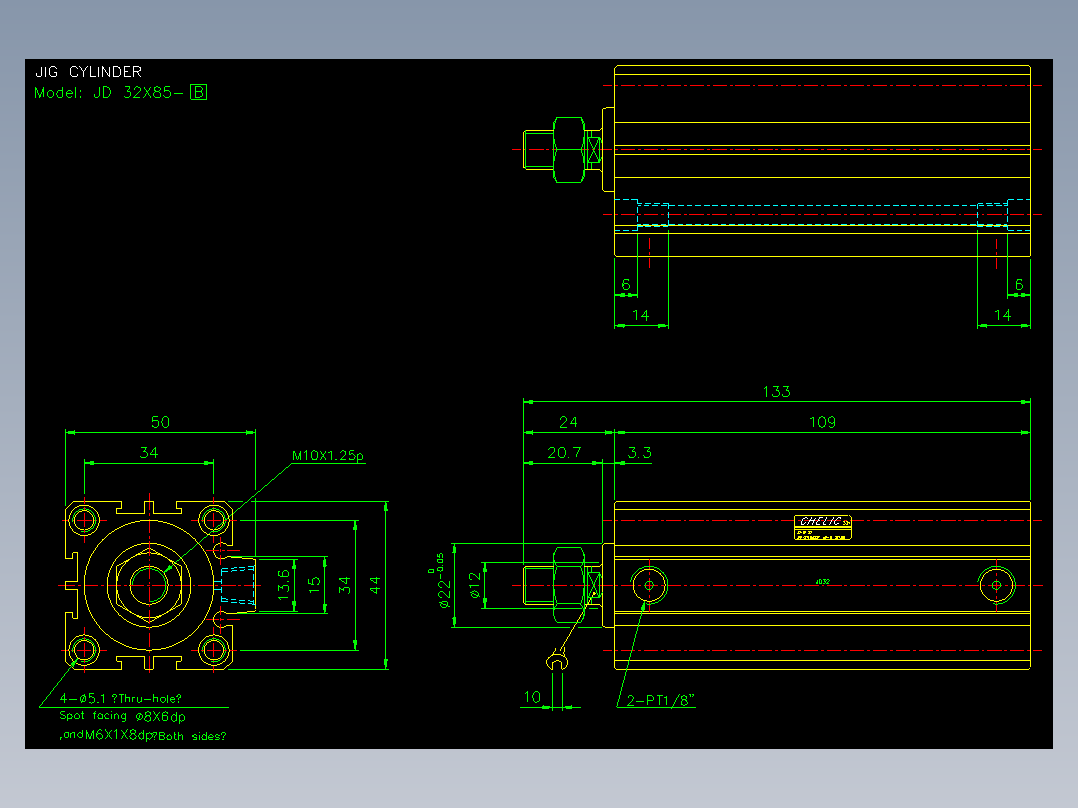 治具气缸2D-JD32x85-B