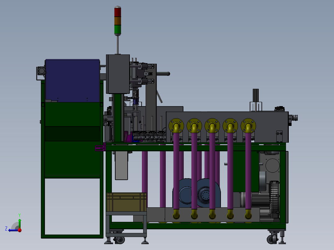 链条循环式钢管喷涂机3D图纸pore K766 H587自动化设备3D图纸3D模型右视图