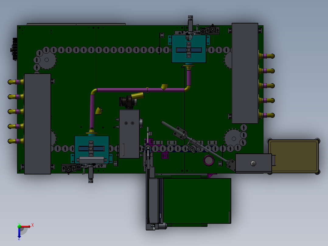 链条循环式钢管喷涂机3D图纸pore K766 H587自动化设备3D图纸3D模型俯视图