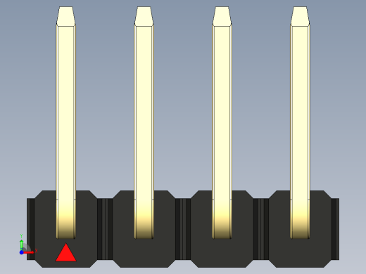 彩色公排针 100mil 2.54mm 系列-DS1022_black_04p_100mil_TypeU_rev1.0前视缩略图