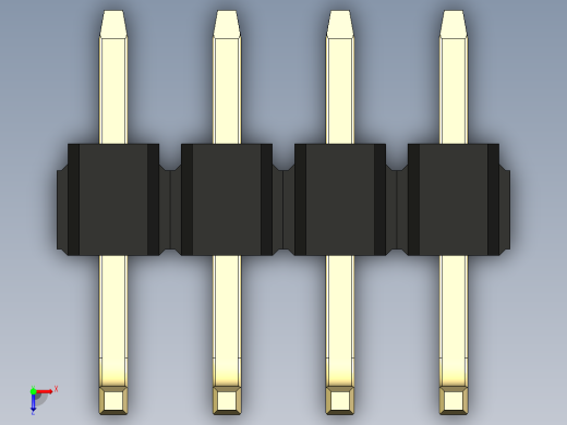 彩色公排针 100mil 2.54mm 系列-DS1022_black_04p_100mil_TypeU_rev1.0俯视缩略图
