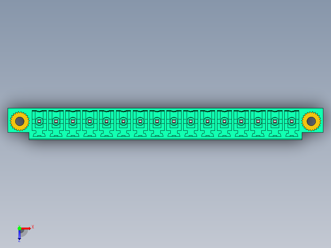 DEGSON 15EDG（公头） 3.81mm 螺钉锁紧，插拔式接线端子 FullPack-15EDGVM-3.81-16P-14-00AH俯视图