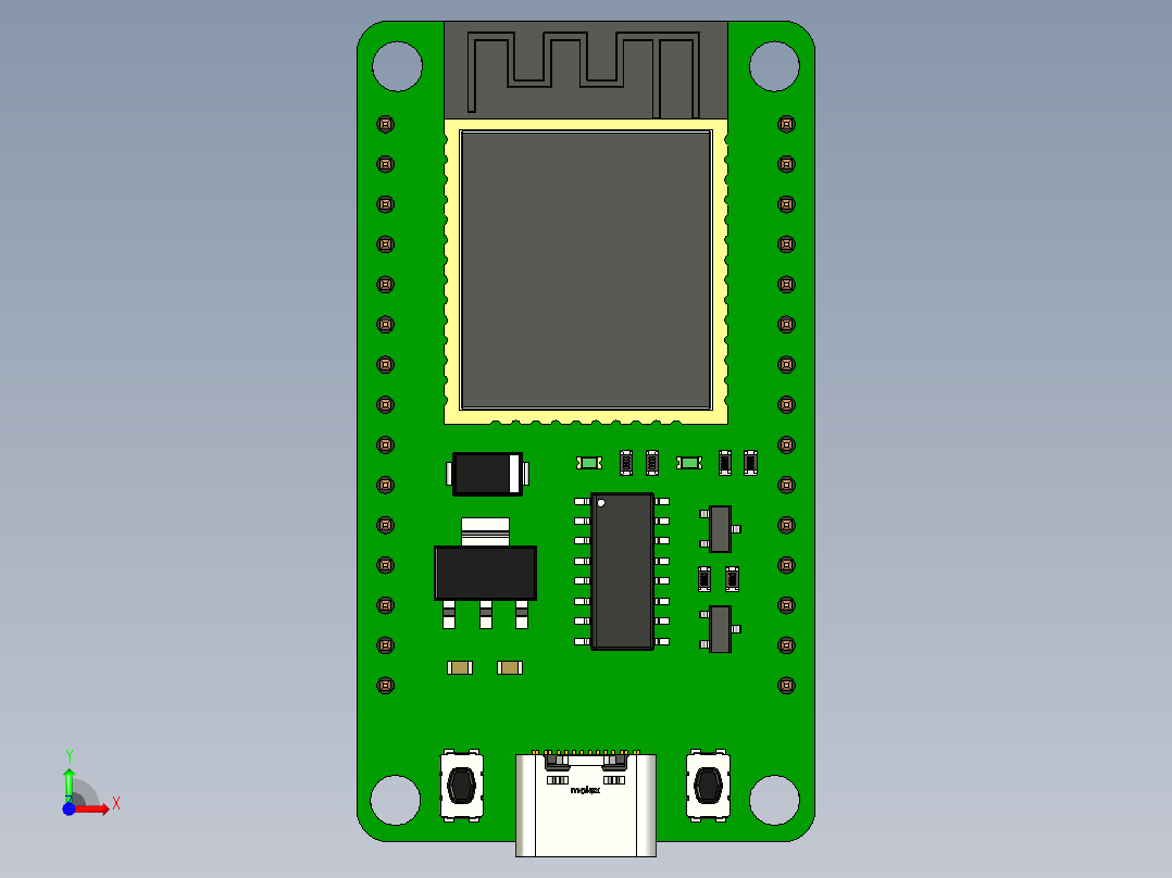 ESP32开发板30针带USB Type-C 连接器前视图