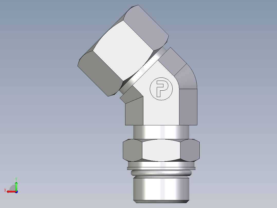 卡套式工业通用硬管接头EO_Adjustable_locknut_45_deg_elbow_VEE20ZSMORCF后视图