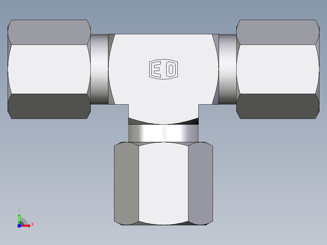 卡套式工业通用硬管接头EO_Union_tee_T06ZSCF前视图