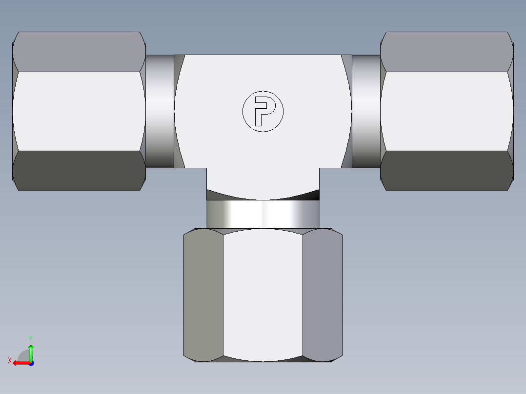 卡套式工业通用硬管接头EO_Union_tee_T06ZSCF后视图