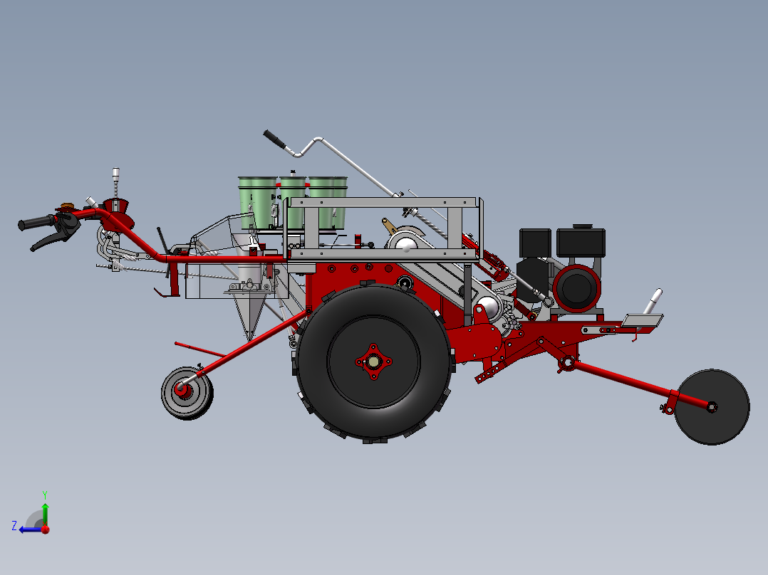 山地移栽机三维模型+CAD+动画视频设计资料右视图