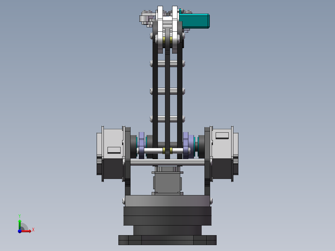 四自由度平行四边形机械手设计含动画仿真三维SW模型建模+CAD图纸+说明书前视图