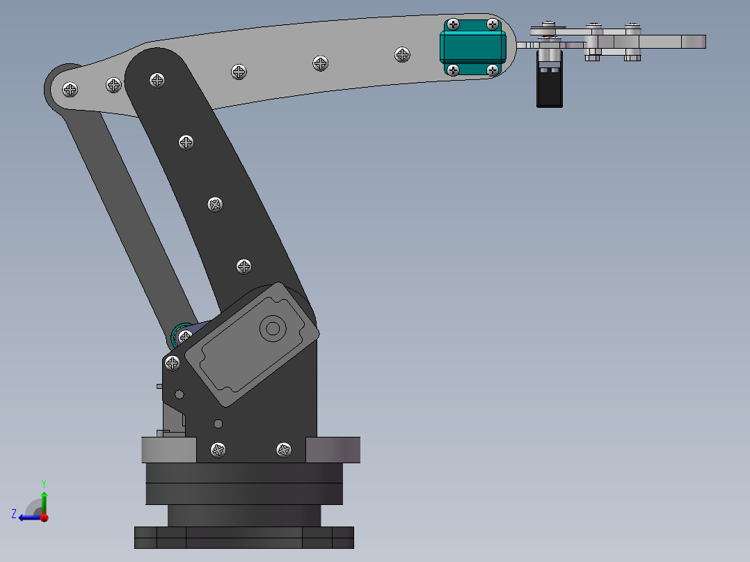 四自由度平行四边形机械手设计含动画仿真三维SW模型建模+CAD图纸+说明书右视图