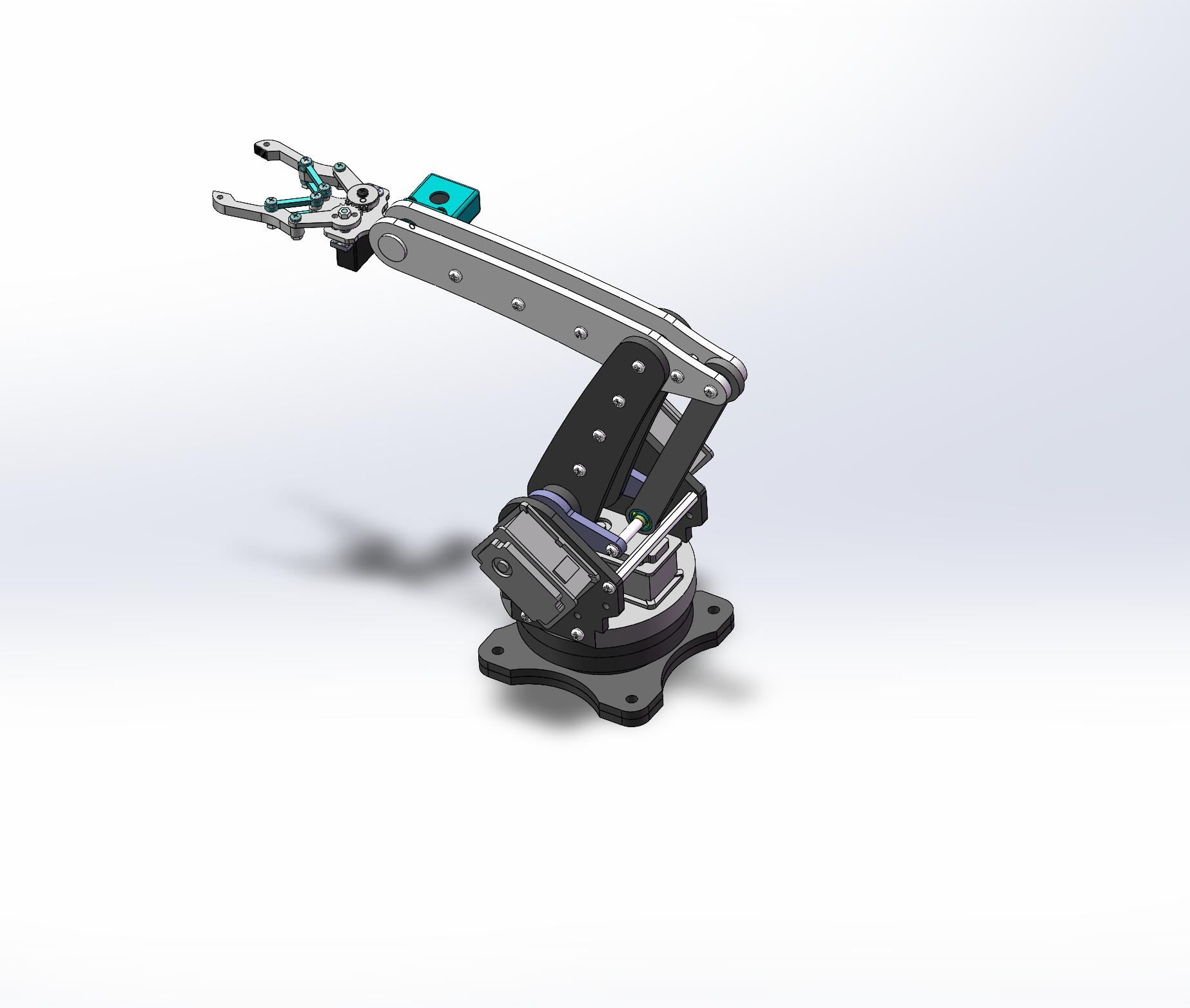 四自由度平行四边形机械手设计含动画仿真三维SW模型建模+CAD图纸+说明书