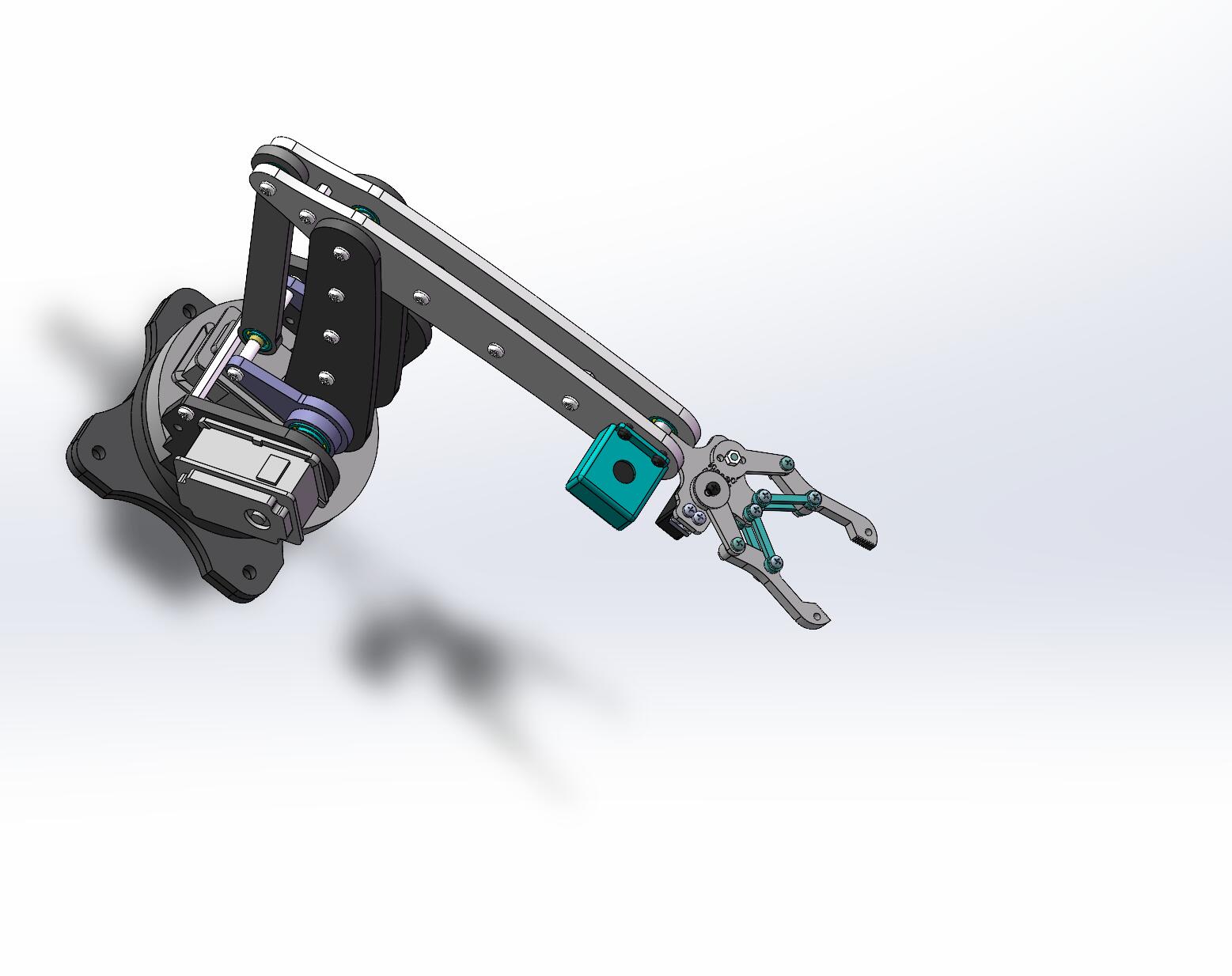 四自由度平行四边形机械手设计含动画仿真三维SW模型建模+CAD图纸+说明书