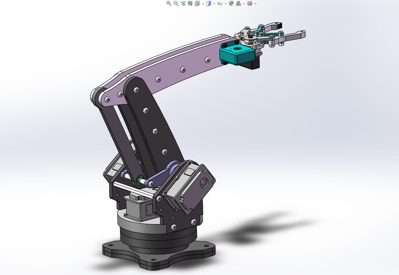 四自由度平行四边形机械手设计含动画仿真三维SW模型建模+CAD图纸+说明书