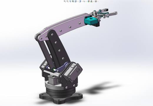 四自由度平行四边形机械手设计含动画仿真三维SW模型建模+CAD图纸+说明书缩略图