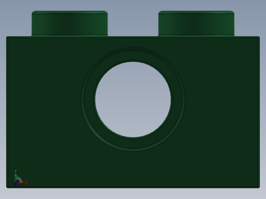 乐高机械组积木（横梁）-4157133 - 3700 Dark Green Technic Brick 1 x 2 with Hole前视缩略图