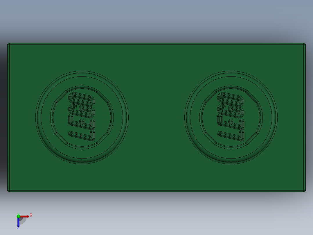 乐高机械组积木（横梁）-4157133 - 3700 Dark Green Technic Brick 1 x 2 with Hole俯视图