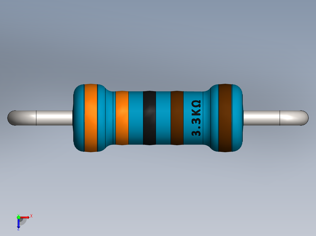 电容器 二极管 电阻器-Resistor 3.3K Ohm Blue主视图