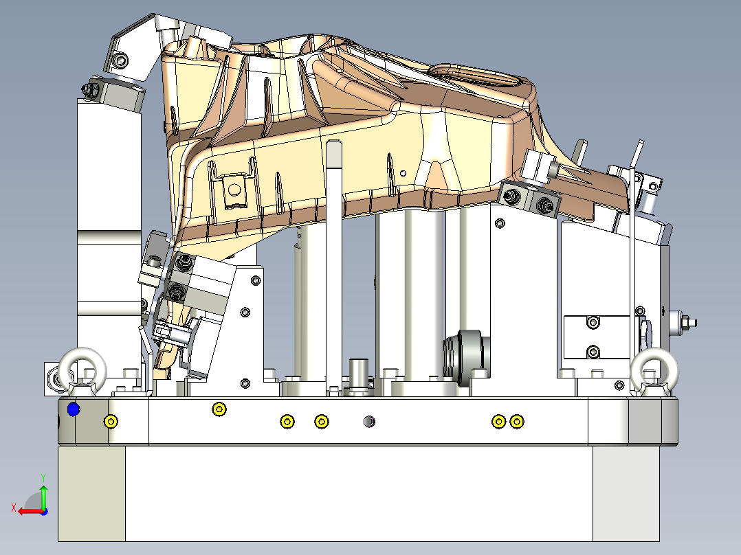 宝马汽车减震塔液压夹具后视图