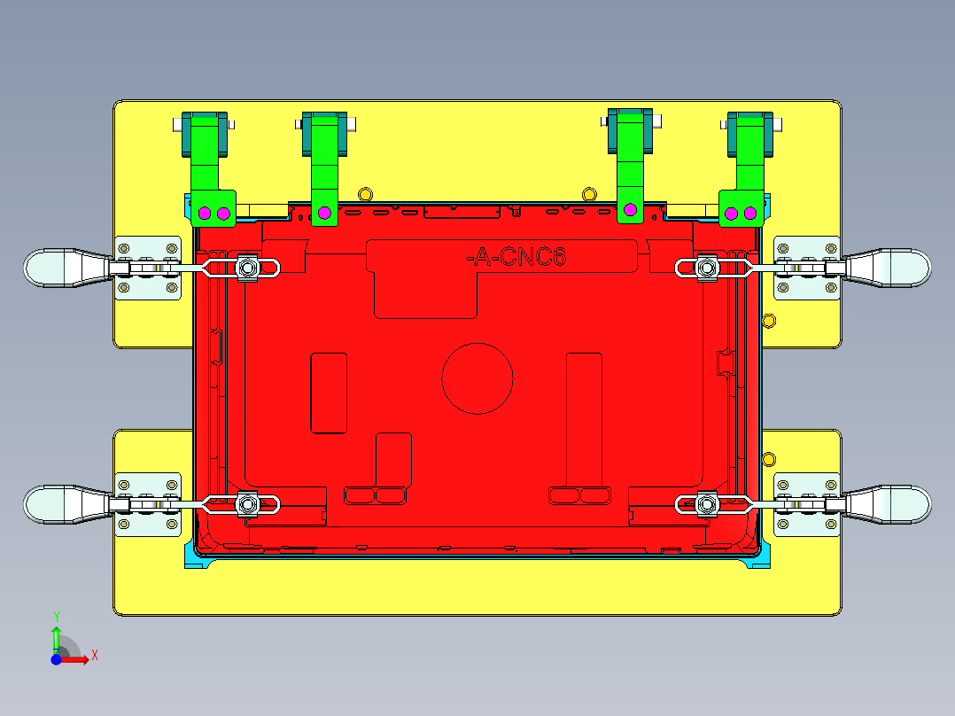 笔记本电脑外壳测量螺丝孔位置度检具模型前视图