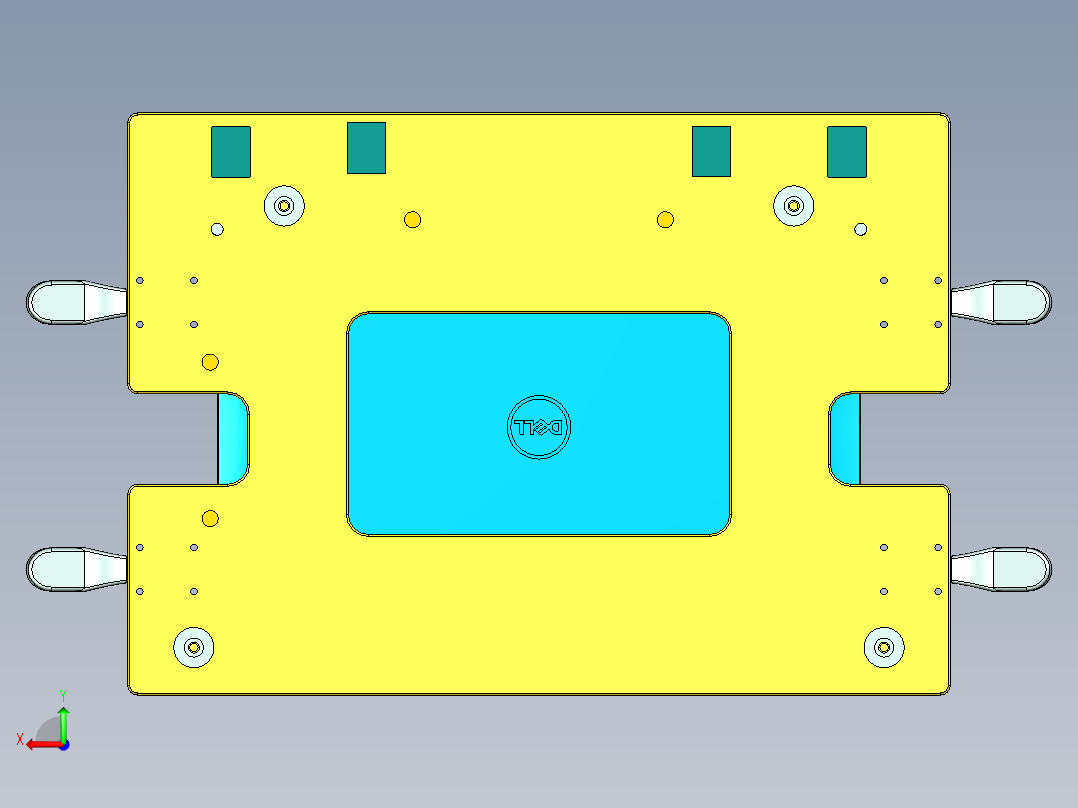 笔记本电脑外壳测量螺丝孔位置度检具模型后视图