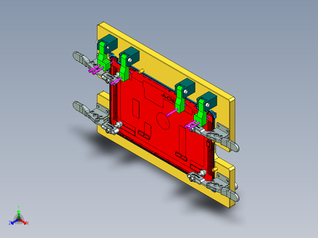 笔记本电脑外壳测量螺丝孔位置度检具模型正等轴测图