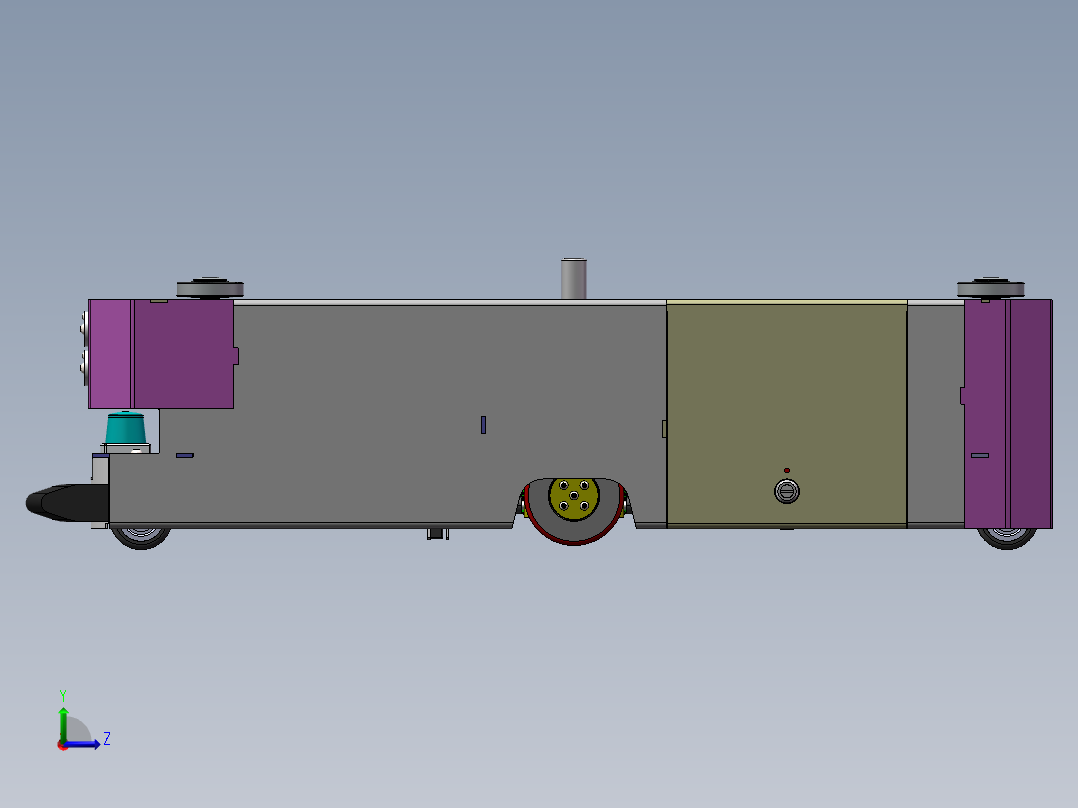 潜伏智能AGV小车模型左视图