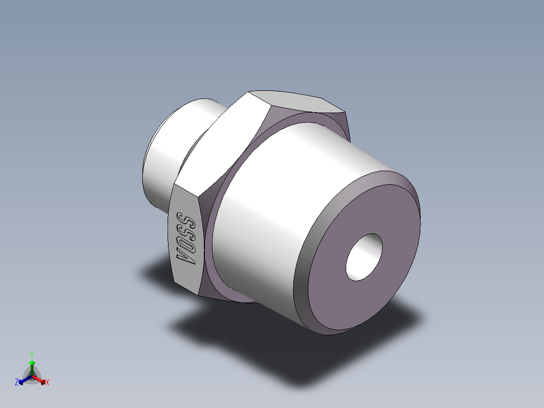 英制锥管螺纹直接头、1CT-14-08SP非标正等轴测图
