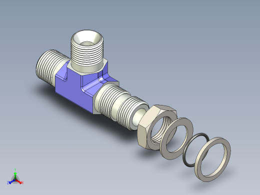 B3004541-液压三通 3_8_-19 GAS 带锁紧螺母