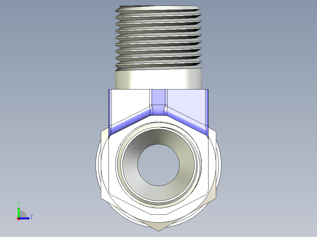 B3004541-液压三通 3_8_-19 GAS 带锁紧螺母左视图