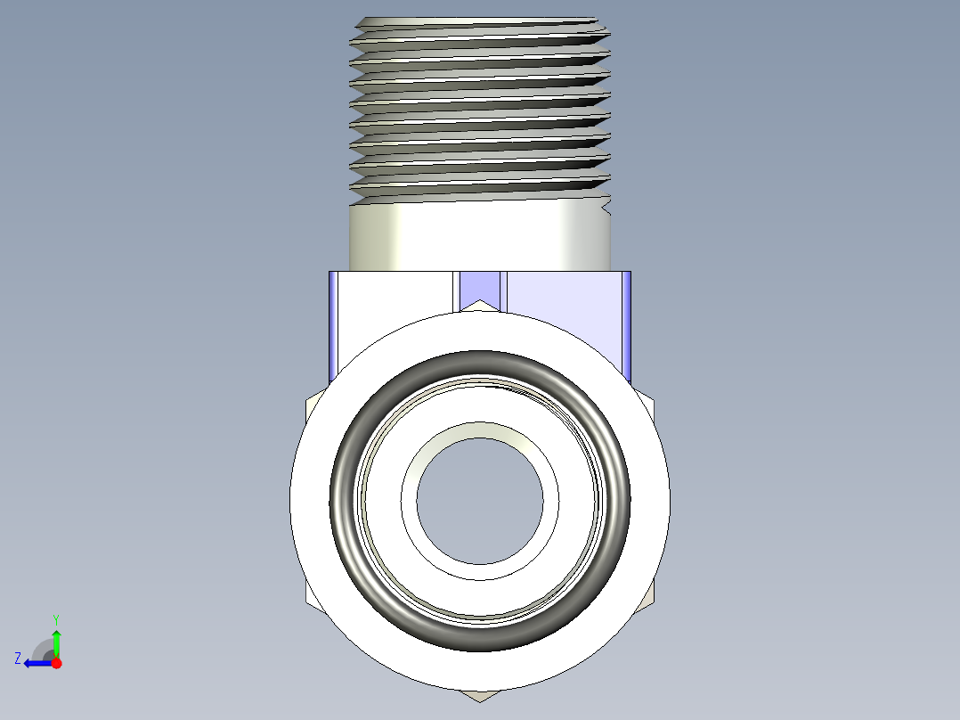 B3004541-液压三通 3_8_-19 GAS 带锁紧螺母右视图