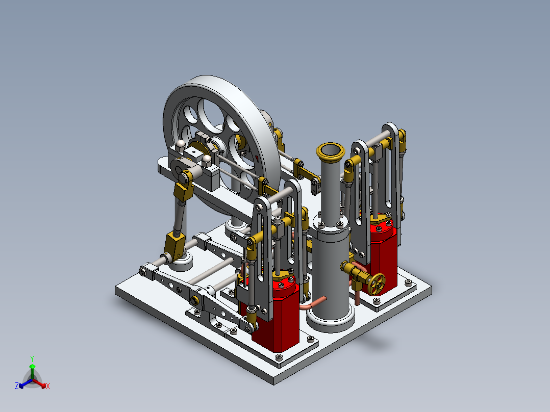 蒸汽机a-model-of-a-2-cylinder-double-sided-模型格式为 sw正等轴测图