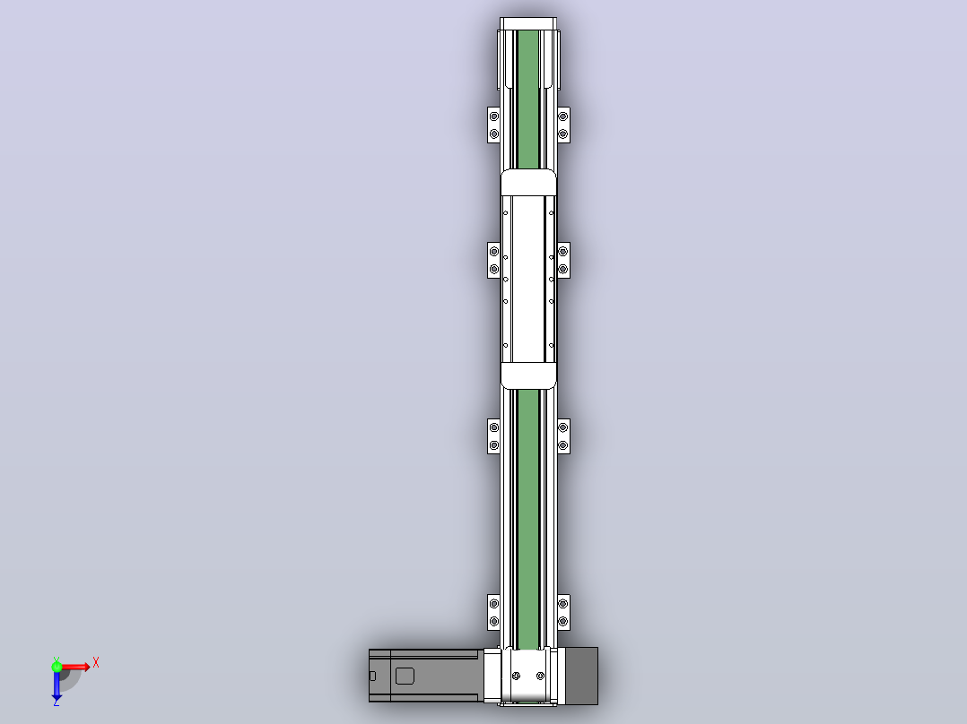 DMEB65L-LUCR欧规同步带模组直线模组（电机左上折）[DMEB65L-L15S350-DT400-C2U-LUCR]俯视图