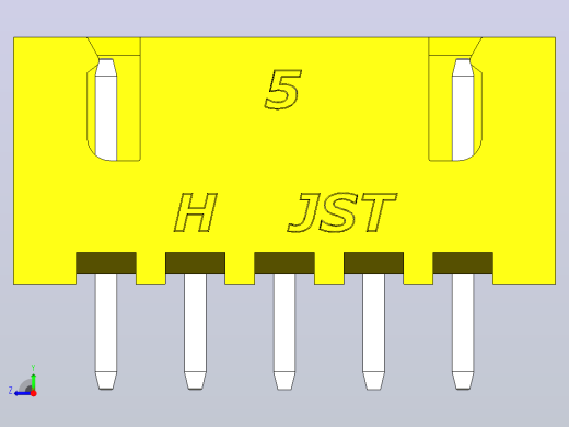连接器黄色JST XH 5针2.54 mm右视缩略图