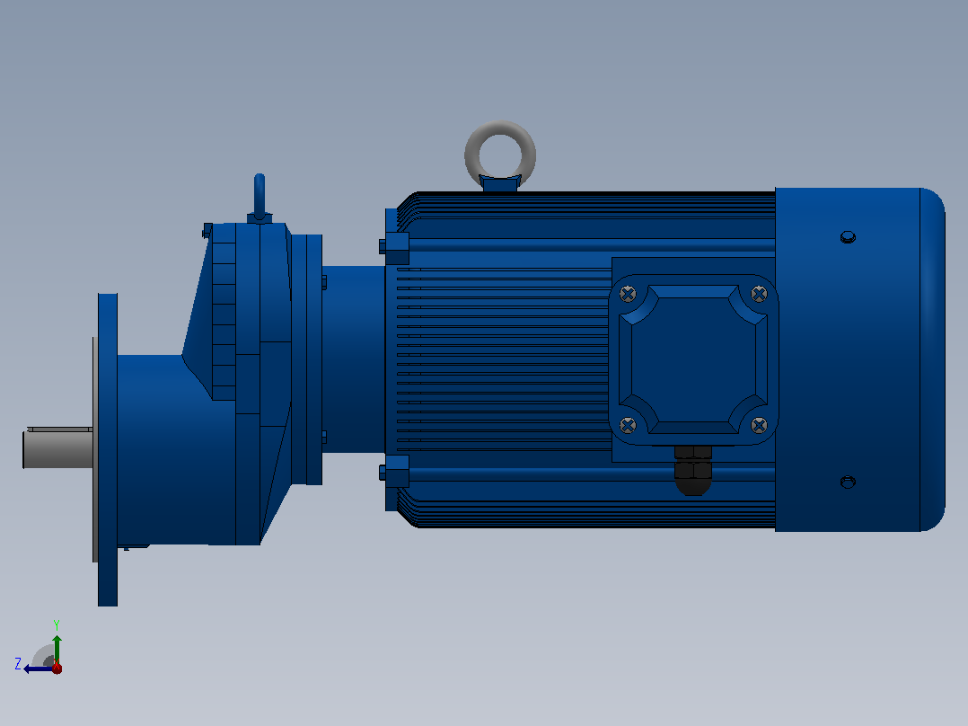 RXF77法兰轴伸式安装斜齿轮减速机RX77-Y7.5-4P-132M-M1-0°-Φ250右视图