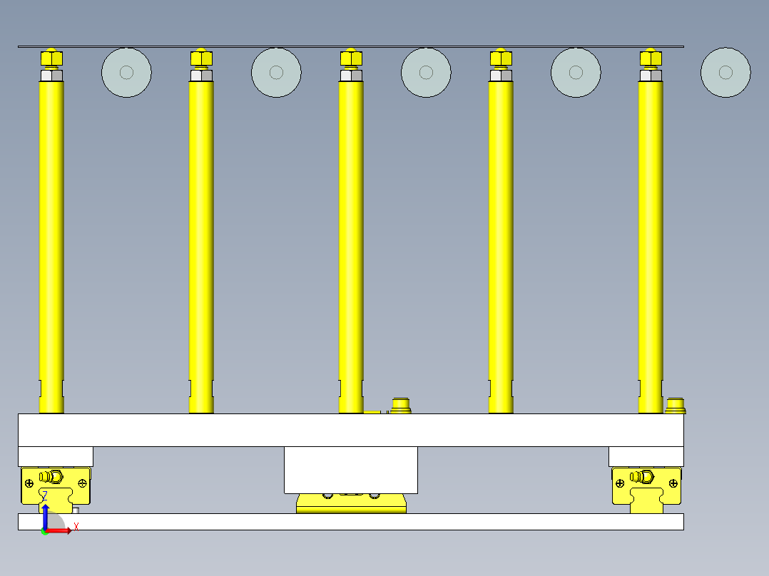 钢珠滚轮支承位置可调机构前视图