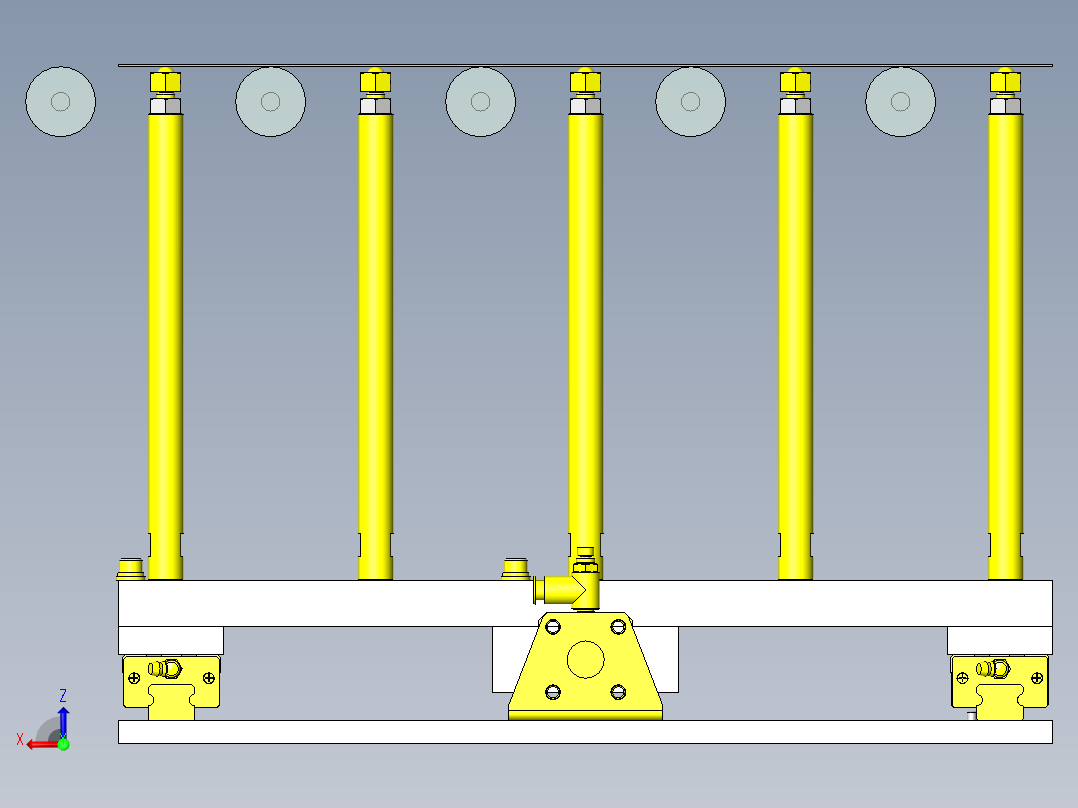 钢珠滚轮支承位置可调机构后视图
