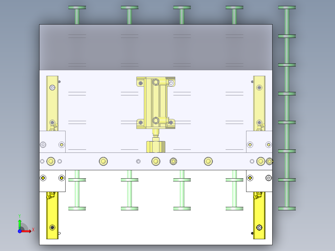 钢珠滚轮支承位置可调机构俯视图