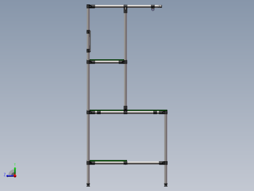 精益管工作台L1200W800H1800车间作业工作台3d全套图纸右视缩略图