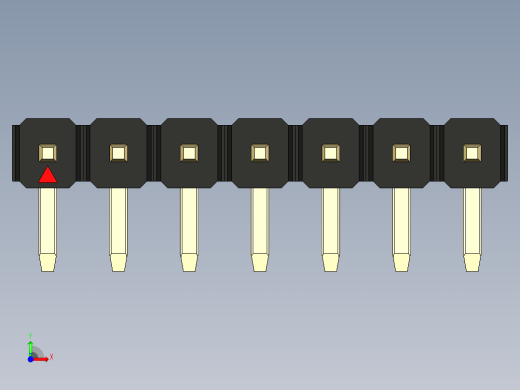 彩色公排针 100mil 2.54mm 系列-DS1022_black_1x07p_100mil_TypeD_rev1.0前视缩略图
